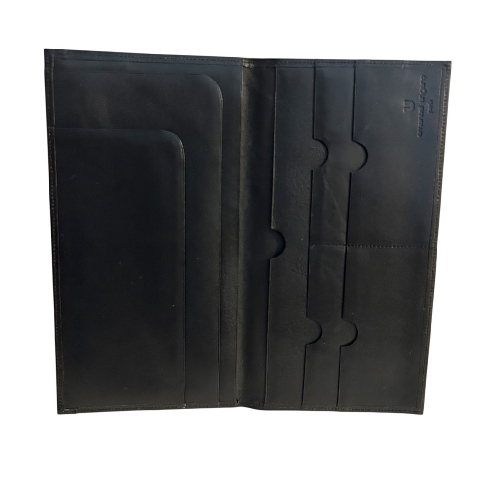 VTG Emanuel Ungaro Paris Slim Long Black Leather Wallet Bifold EUC - Picture 5 of 8